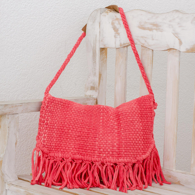 bright pink shoulder bag