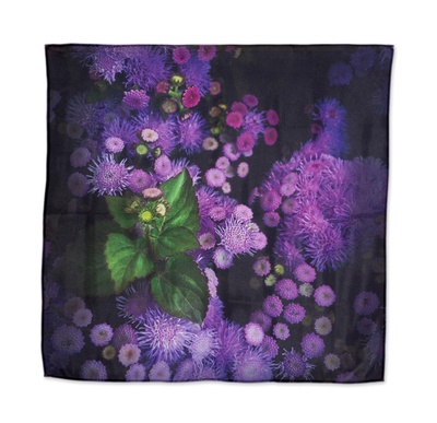 Taschentuch - Bedrucktes Taschentuch mit lila Blumendruck