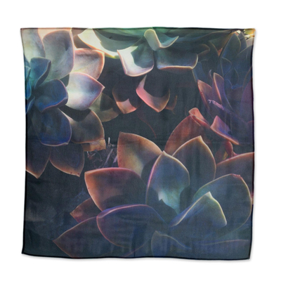 Handkerchief, 'Succulent Paradise' - Handkerchief with Printed Succulent Photograph