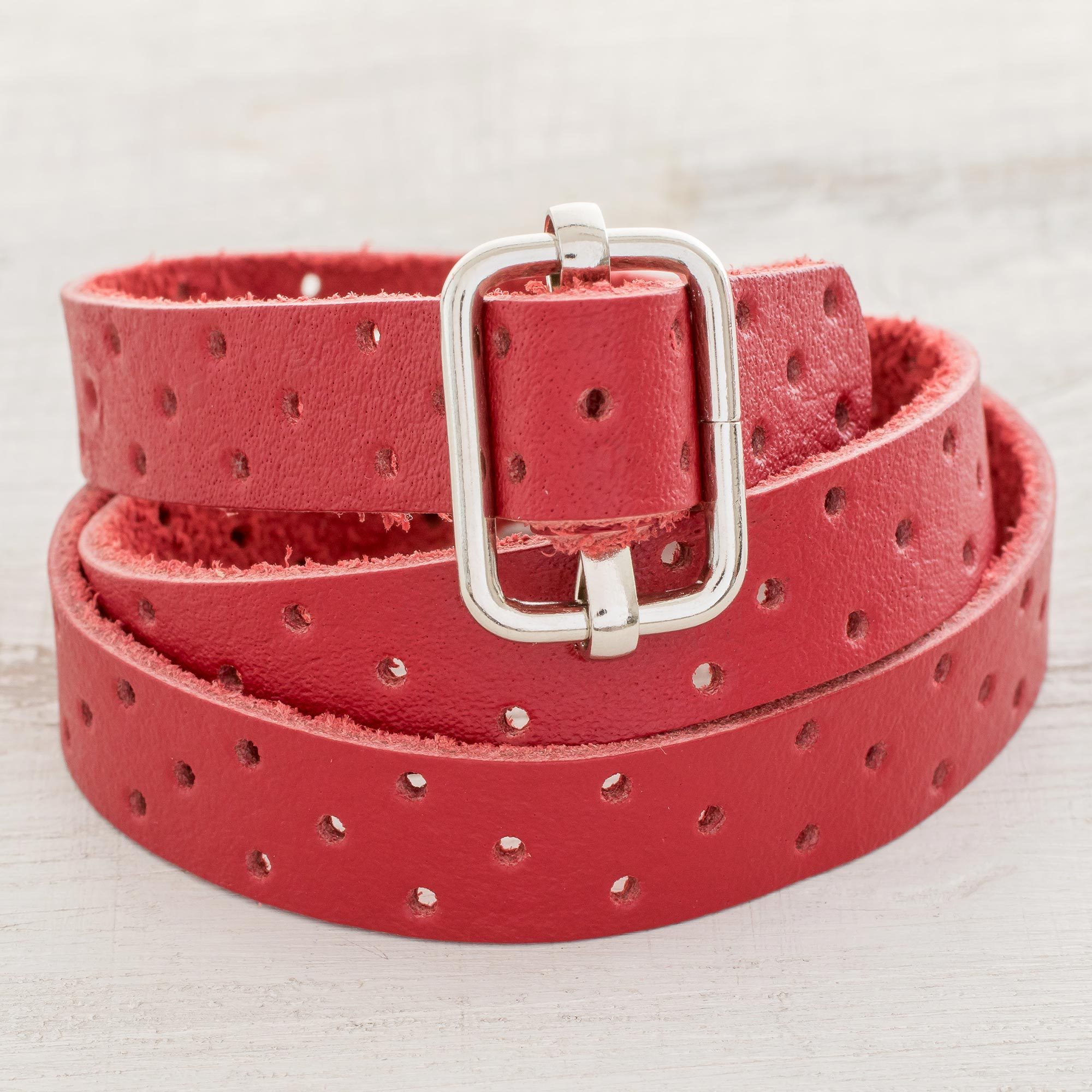 red leather wrap bracelet