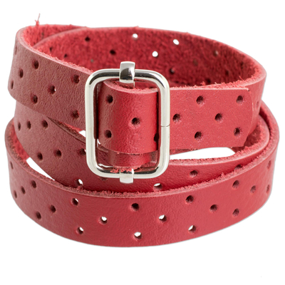 Red Leather Wrap Bracelet from Costa Rica