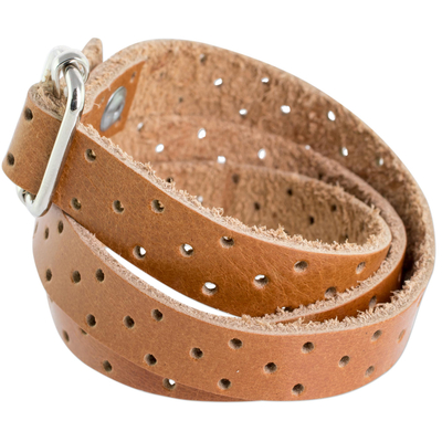 Leather wrap bracelet, 'Bold Illusion in Spice' - Brown Leather Wrap Bracelet from Costa Rica