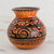 Jarrón decorativo de cerámica - Florero redondo decorativo hecho a mano en cerámica chorotega en tonos tierra