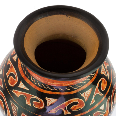 Dekorative Keramikvase - Handgefertigte dekorative runde Vase aus erdfarbener Chorotega-Keramik