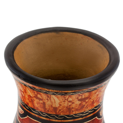 Keramische dekorative Vase, 'Nicoya gefeiert'. - Handgefertigte erdfarbene Chorotega-Keramik-Dekorvase
