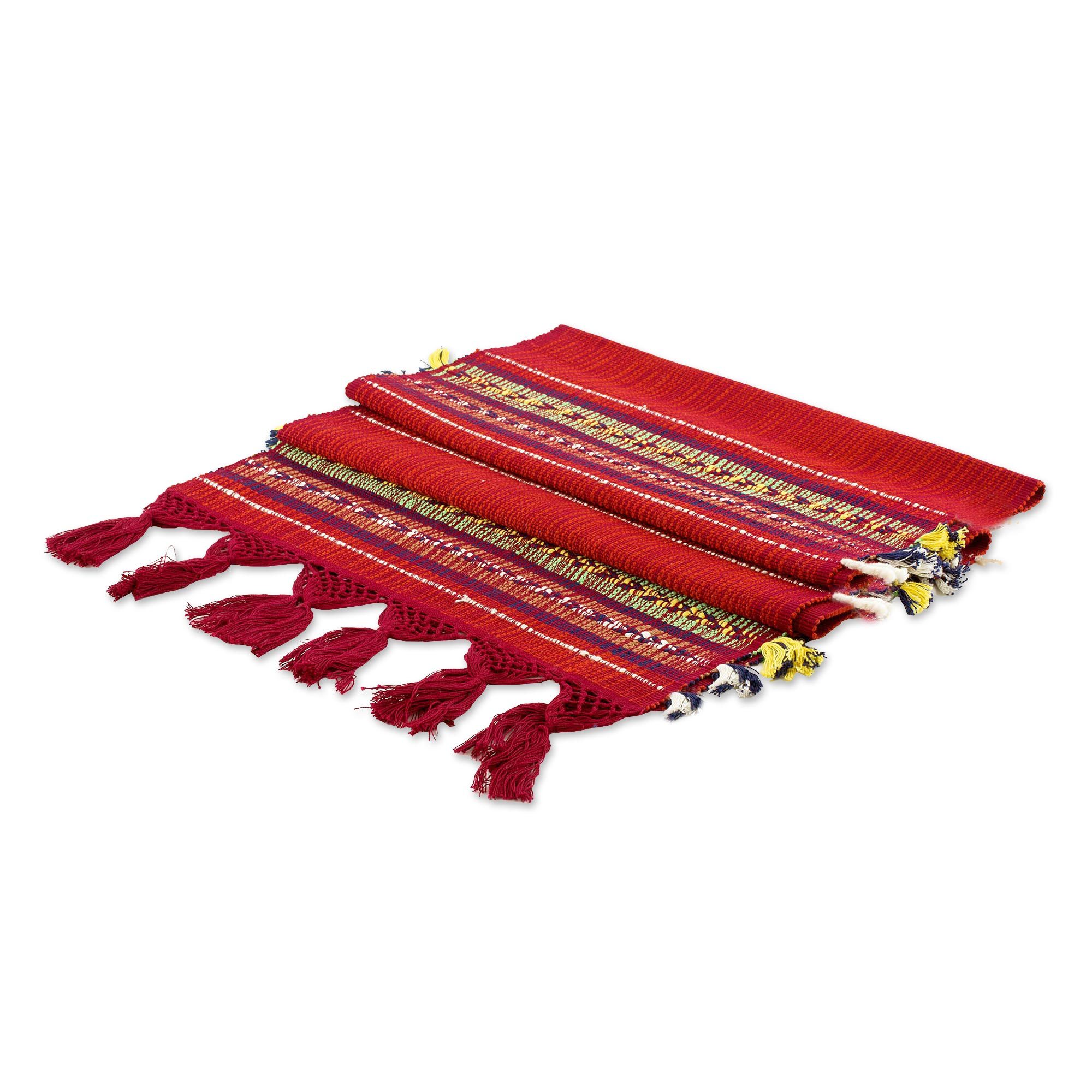 UNICEF Market Handwoven Red Cotton Table Runner from Guatemala