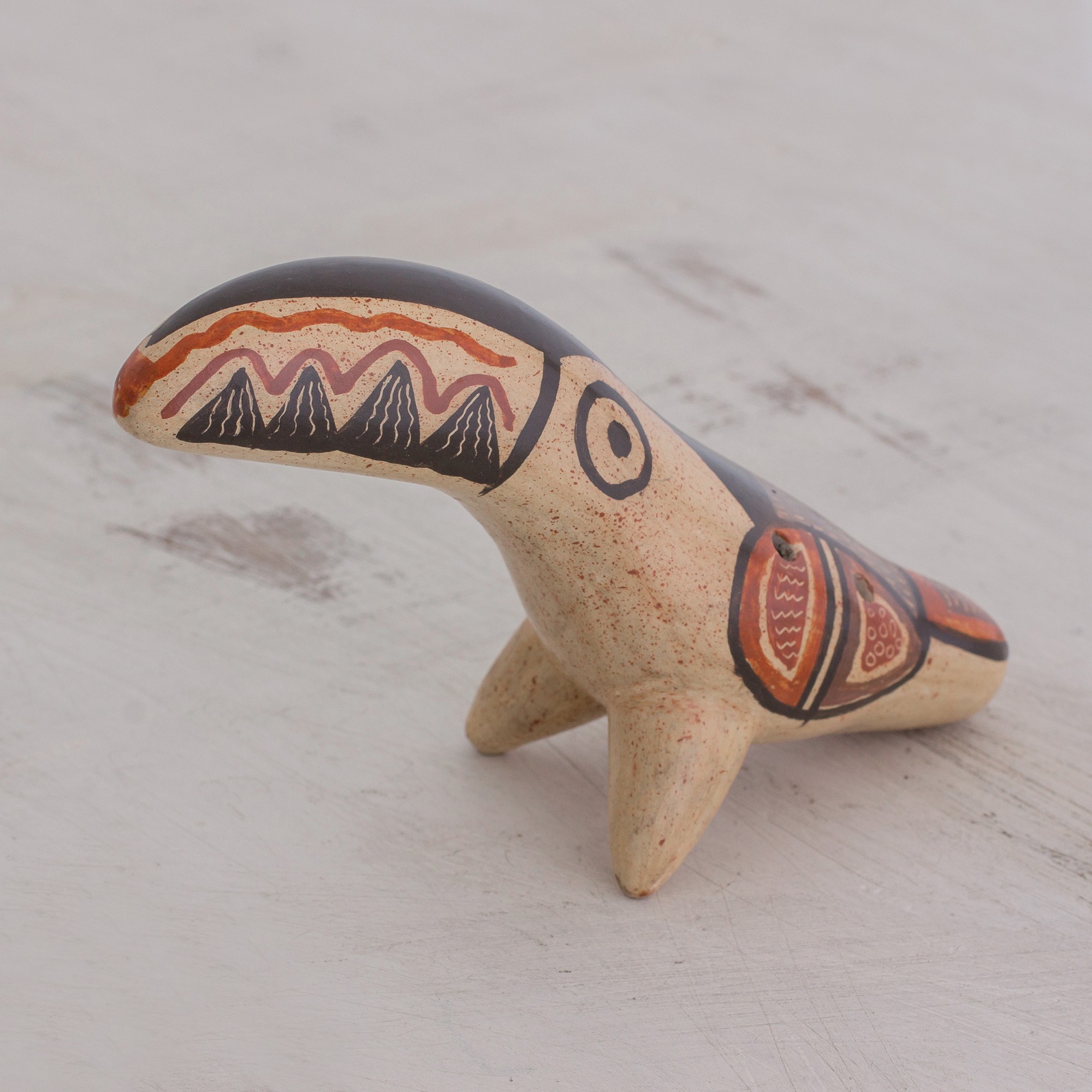 Costa Rican Ceramic Ocarina Flute with Toucan Shape Costa Rican Harmony NOVICA