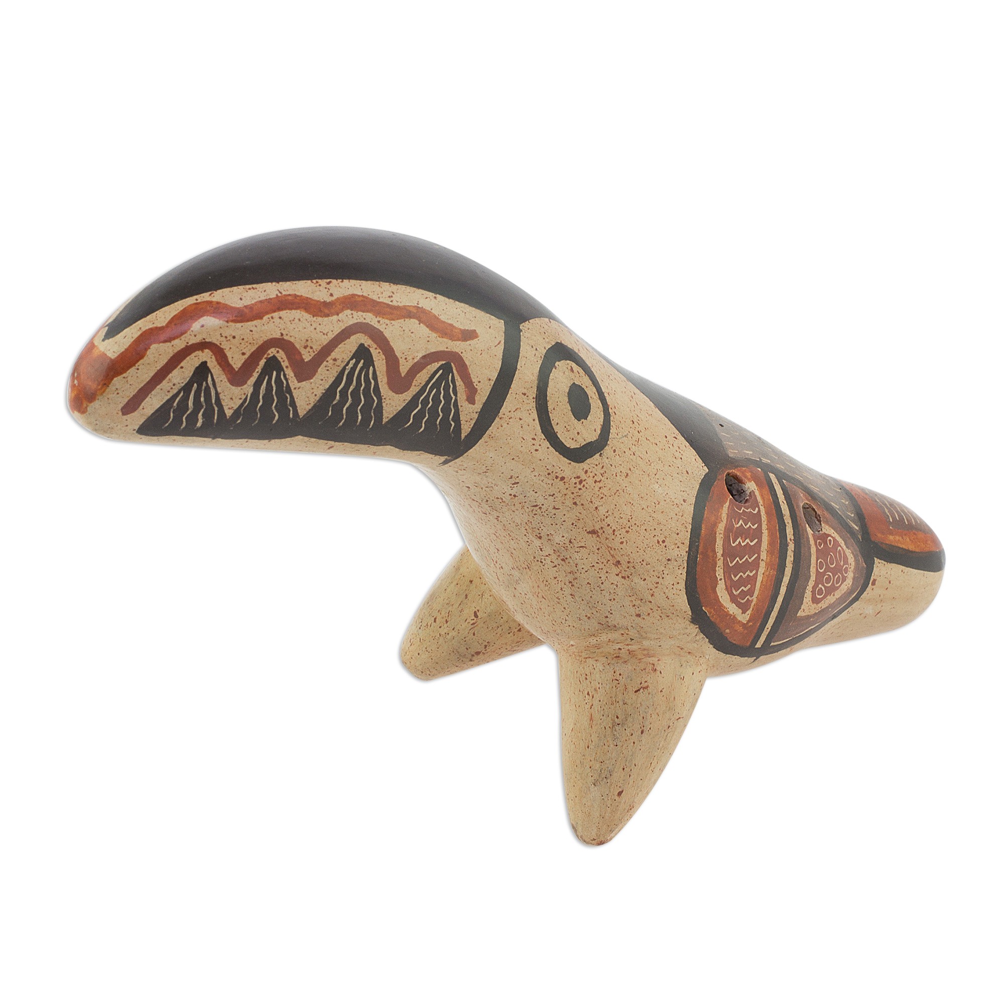 Costa Rican Ceramic Ocarina Flute with Toucan Shape Costa Rican Harmony NOVICA