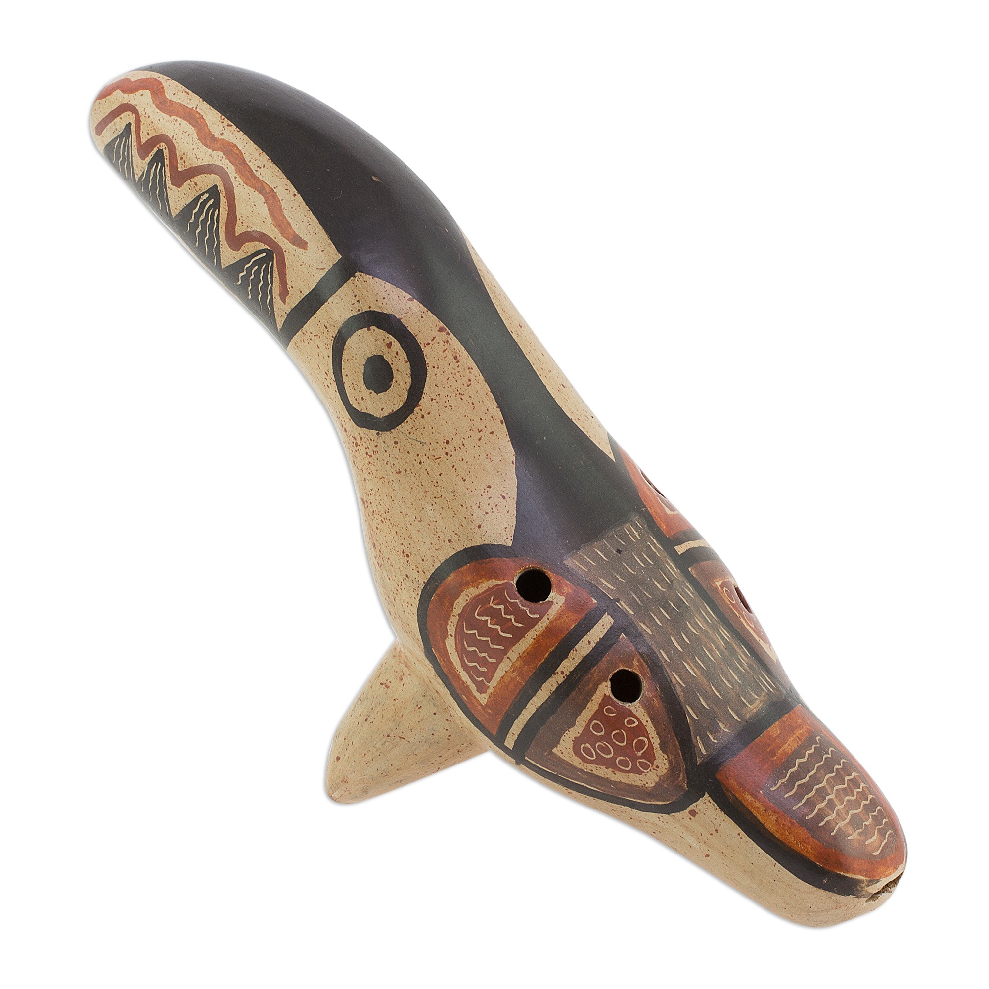 Costa Rican Ceramic Ocarina Flute with Toucan Shape Costa Rican Harmony NOVICA