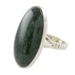 Jade cocktail ring, 'Dark Green Tonalities' - Oval Jade and Sterling Silver Cocktail Ring from Guatemala