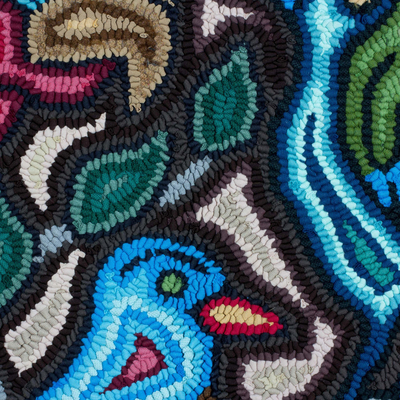 Recycled cotton blend tapestry, 'Marvelous Fauna' - Colorful Bird Motif Cotton Blend Tapestry from Guatemala