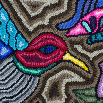 Recycled cotton blend tapestry, 'Vibrant Fauna' - Multicolored Cotton Blend Tapestry from Guatemala