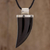 Men's jade pendant necklace, 'Strong Bite' - Men's Black Jade and Sterling Silver Fang Pendant Necklace (image 2) thumbail