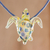 Kunstglas-Anhänger-Halskette, 'Schöne Meeresschildkröte in Gelb'. - Glas-Meeresschildkröte-Anhänger-Halskette in Gelb aus Costa Rica