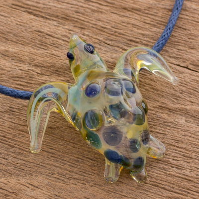 Glass Sea Turtle Pendant Necklace in Yellow from Costa Rica - Beautiful ...
