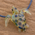 Art glass pendant necklace, 'Beautiful Sea Turtle in Yellow' - Glass Sea Turtle Pendant Necklace in Yellow from Costa Rica