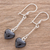 Jade dangle earrings, 'Black Spirals of Love' - Heart-Shaped Black Jade Dangle Earrings from Guatemala