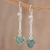 Jade dangle earrings, 'Green Spirals of Love' - Heart-Shaped Green Jade Dangle Earrings from Guatemala (image 2) thumbail