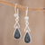 Jade dangle earrings, 'Marvelous Drop in Dark Green' - Jade and Sterling Silver Dangle Earrings from Guatemala (image 2) thumbail