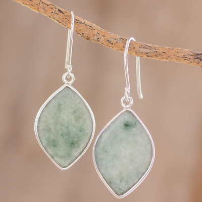 Jade reversible dangle earrings, 'Vibrant Leaves' - 2-Tone Green Jade Dangle Earrings Crafted in Guatemala