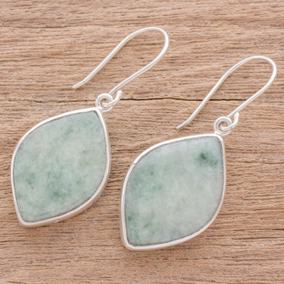 Jade reversible dangle earrings, 'Vibrant Leaves' - 2-Tone Green Jade Dangle Earrings Crafted in Guatemala