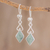 Jade dangle earrings, 'Marvelous Apple Green Diamonds' - Diamond-Shaped Apple Green Jade Earrings from Guatemala (image 2) thumbail