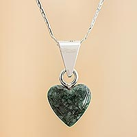 Jade pendant necklace, 'Green Symbol of Love'