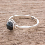 Jade solitaire ring, 'Ancient Circle' - Dark Green Jade Solitaire Ring Crafted in Guatemala