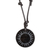 Jade pendant necklace, 'Total Eclipse' - Carved Sun on Black Jade Round Pendant Cord Necklace thumbail