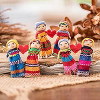 Cotton worry dolls, 'Love and Hope' (pair)