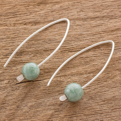 Jade drop earrings, 'Apple Green Chimera Beauty' - Light Green Jade Drop Earrings from Guatemala