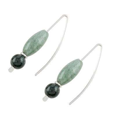 Jade drop earrings, 'Natural Combination' - Natural Jade Drop Earrings Crafted in Guatemala