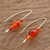Agate drop earrings, 'Sweet Orange' - Orange Agate Drop Earrings from Guatemala (image 2b) thumbail