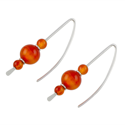 Agate drop earrings, 'Sweet Orange' - Orange Agate Drop Earrings from Guatemala