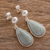 Jade dangle earrings, 'Apple Green Magnificent Drops' - Light Green Jade Dangle Earrings from Guatemala (image 2b) thumbail