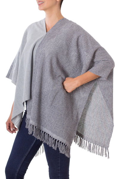 Guatemalan Handwoven Natural and Recycled Cotton Poncho - Textures of ...