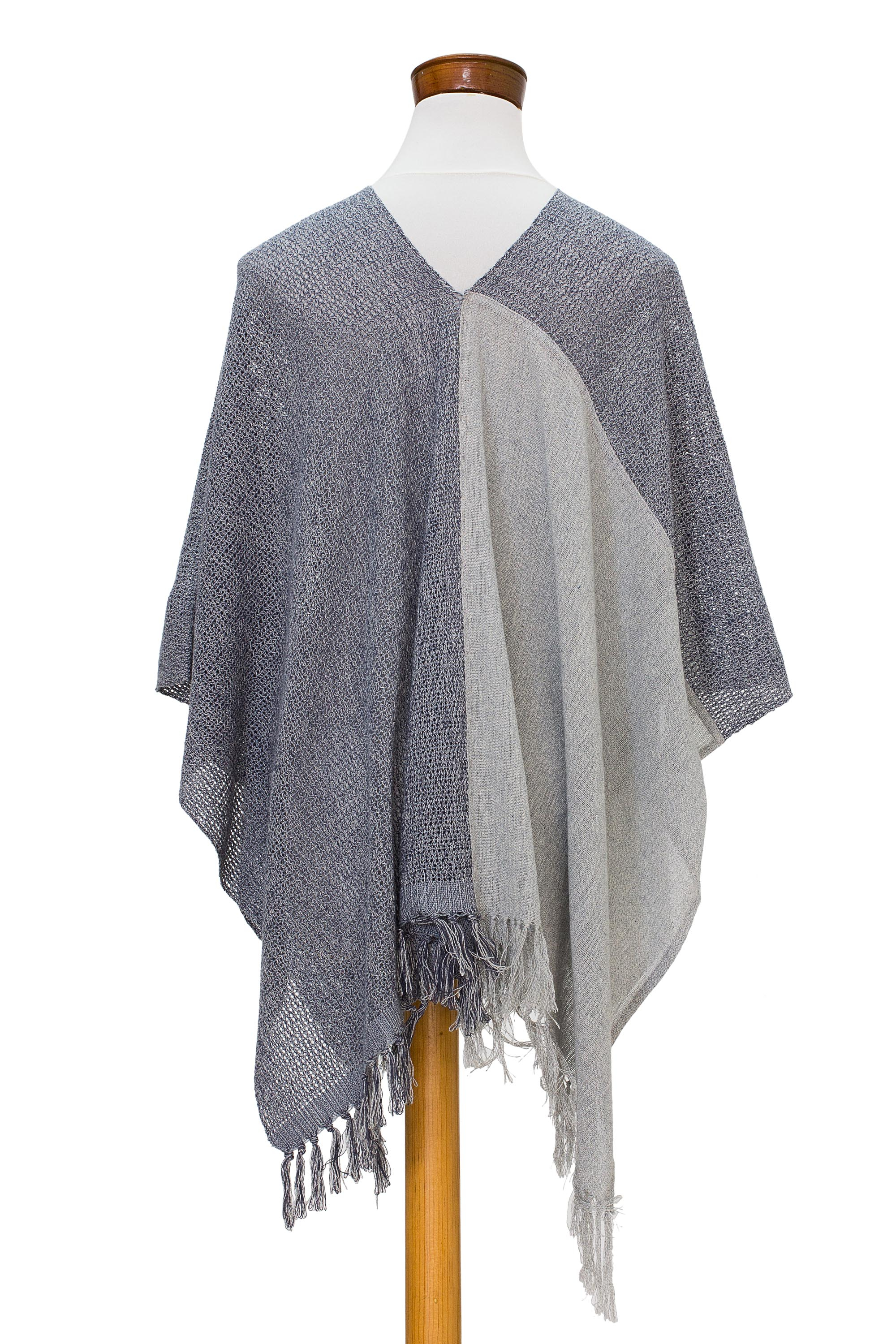 Guatemalan Handwoven Natural and Recycled Cotton Poncho - Textures of ...