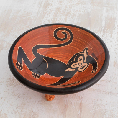 Ceramic mini decorative bowl, Costa Rican Monkey