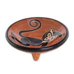 Ceramic mini decorative bowl, 'Costa Rican Monkey' - Monkey-Themed Ceramic Mini Decorative Bowl from Costa Rica