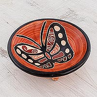 Ceramic mini decorative bowl, 'Costa Rican Butterfly'