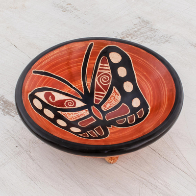 Mini cuenco decorativo de cerámica. - Mini Tazón Decorativo Mariposa de Cerámica de Costa Rica