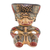 Ceramic statuette, 'Ancient Wisdom' - Orange and Brown Seated Man Chorotega Pottery Statuette