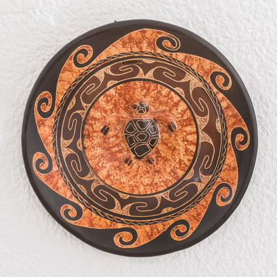Plato decorativo de cerámica - Plato decorativo de cerámica con tortugas marinas de Costa Rica