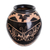 Ceramic decorative vase, 'Beautiful Fauna' - Black Ceramic Decorative Vase with Hand Painted Animals