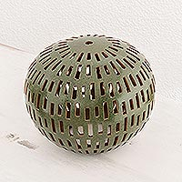 Terrakotta-Kerzenschirm, „Light of Day“ – Grüner Terrakotta-Kerzenschirm