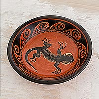 Ceramic decorative bowl, 'Gecko' - Gecko Motif Ceramic Decorative Bowl from Costa Rica