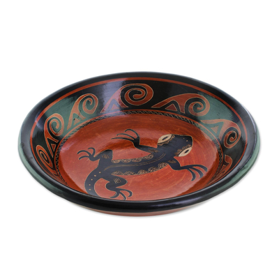 Gecko Motif Ceramic Decorative Bowl from Costa Rica