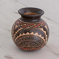 Ceramic decorative vase, 'Ancient Sunrise' - Handcrafted Ceramic Decorative Vase from Costa Rica