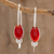 Agate drop earrings, 'Fiery Fruit' - Red Agate Beaded Drop Earrings from Guatemala (image 2) thumbail