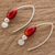 Agate drop earrings, 'Fiery Fruit' - Red Agate Beaded Drop Earrings from Guatemala (image 2b) thumbail